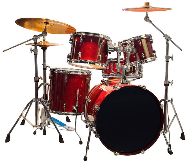 set of red drums isolated with clipping path